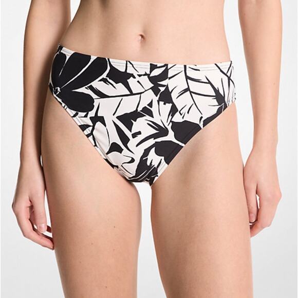 MICHAEL Michael Kors Palm Print Bikini bottoms black white  - M - Picture 1 of 9